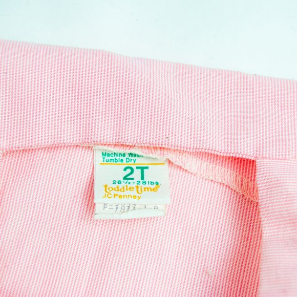 70s Vintage Pink Strawberry Pinafore Dress 2T / Pi - Picture 3 of 5